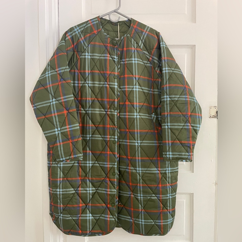 NWT Tiny Big Sister Plaid Jacket Long “Khaki Size 38”